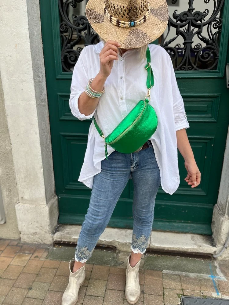 Banane Tosca M/L en cuir vert brésil