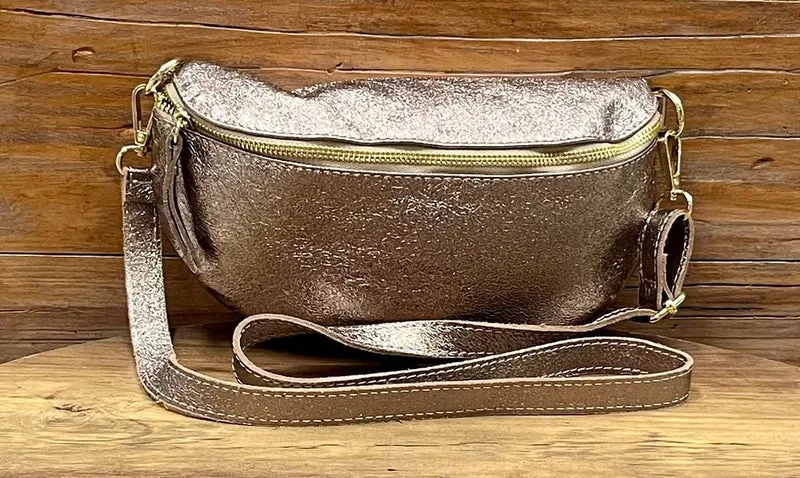 Banane Tosca M/L en cuir taupe