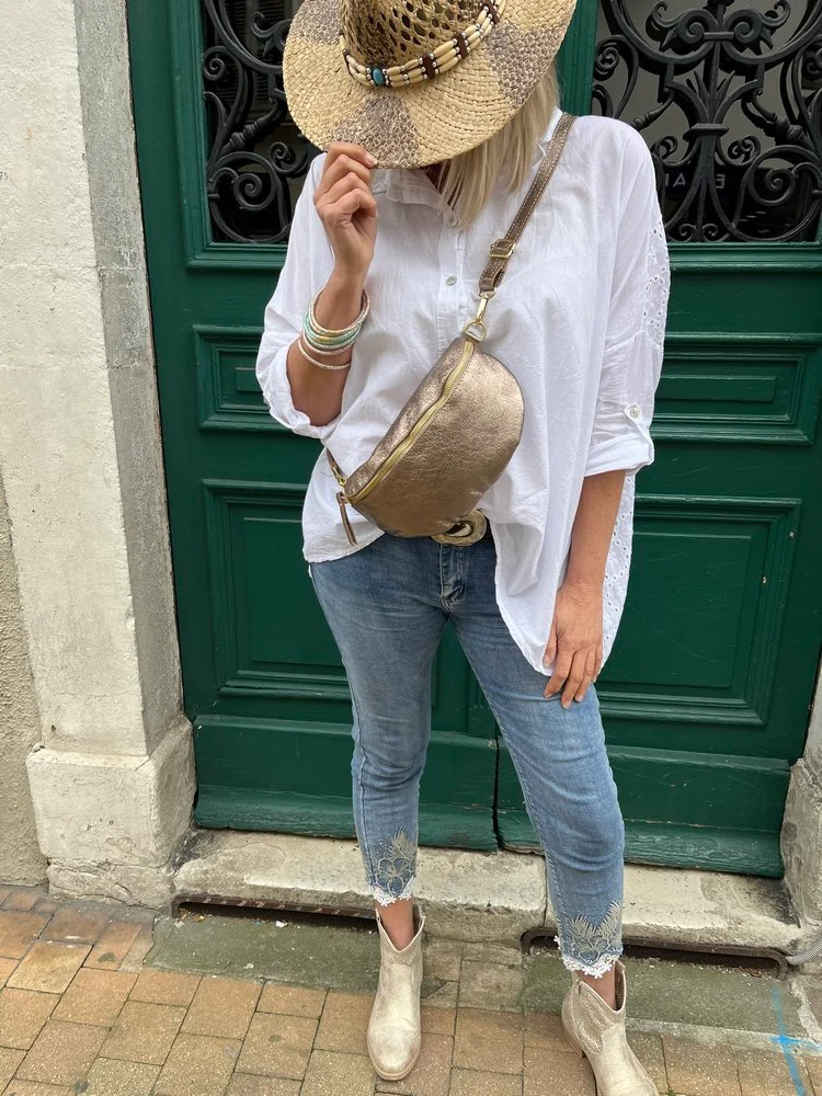 Banane Tosca M/L en cuir taupe