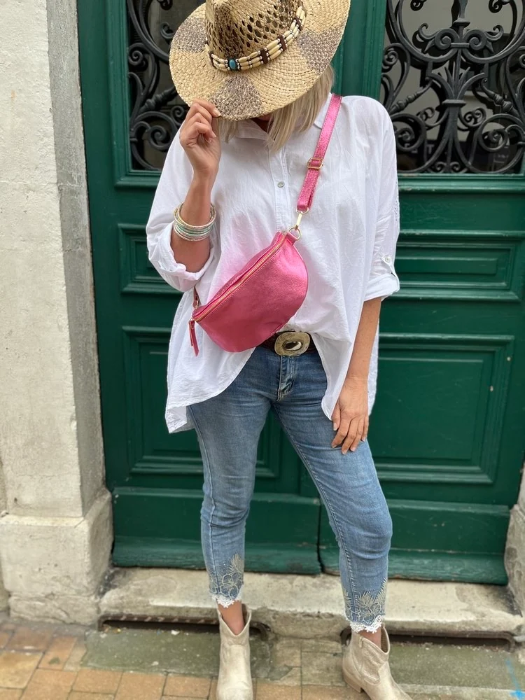 Banane Tosca M/L en cuir fuchsia