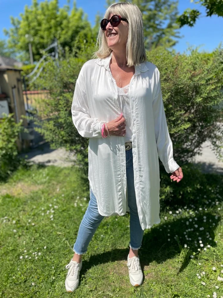 Chemise satinée Léna ivoire