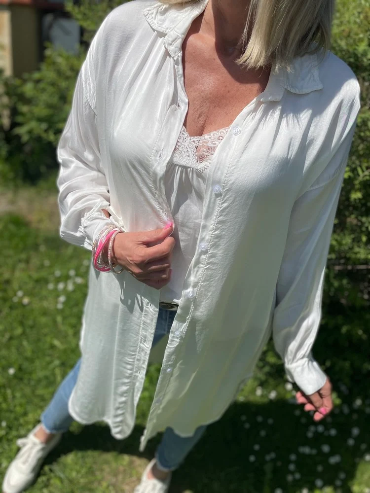 Chemise satinée Léna ivoire
