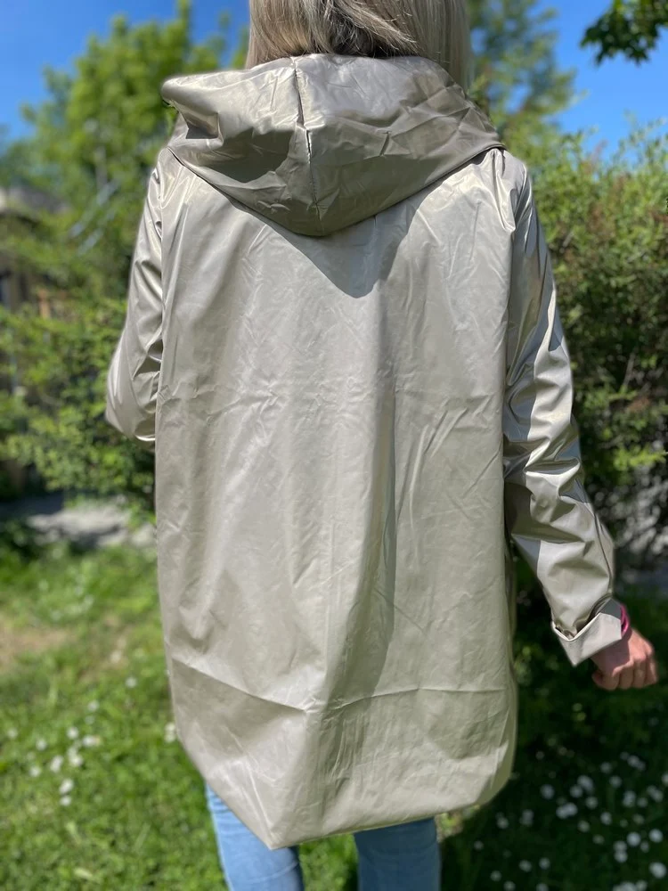 Veste imperméable Laura réversible longue camel et doré