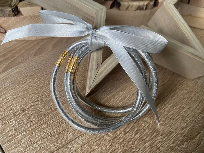 Bracelet Jonc Bouddhiste gris clair