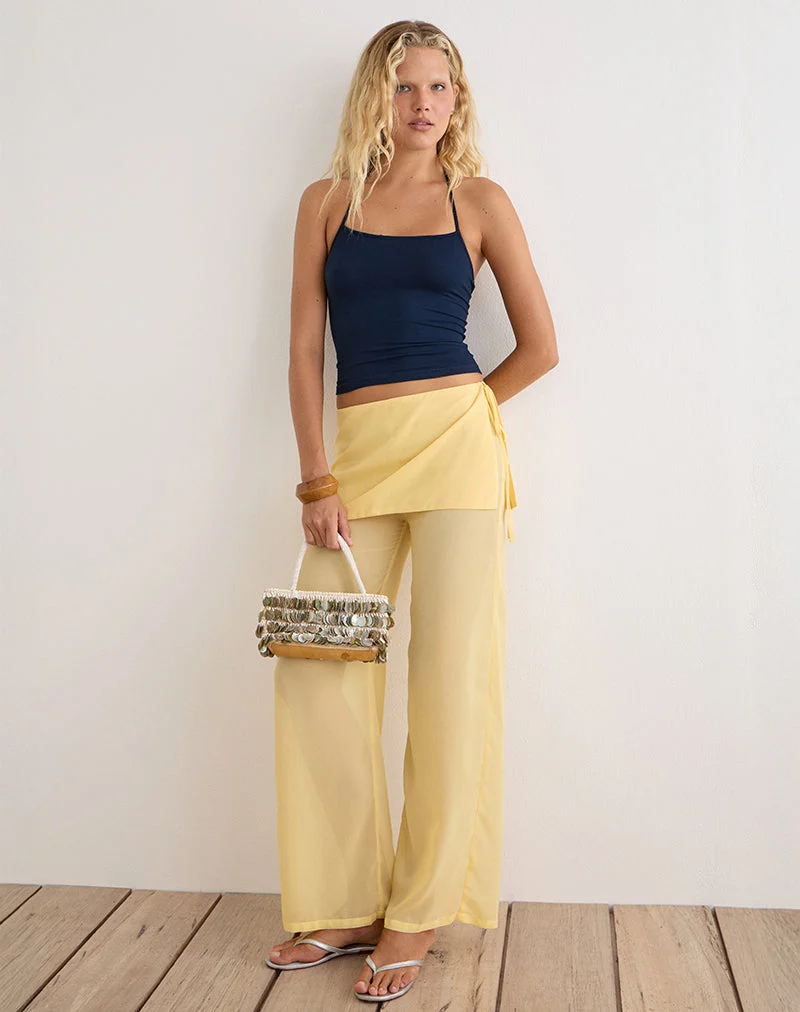 Pantalon Eluna en mousseline jaune pastel