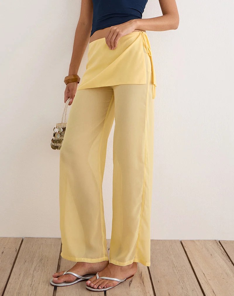 Pantalon Eluna en mousseline jaune pastel