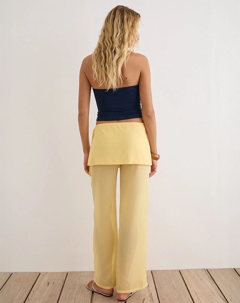 Pantalon Eluna en mousseline jaune pastel