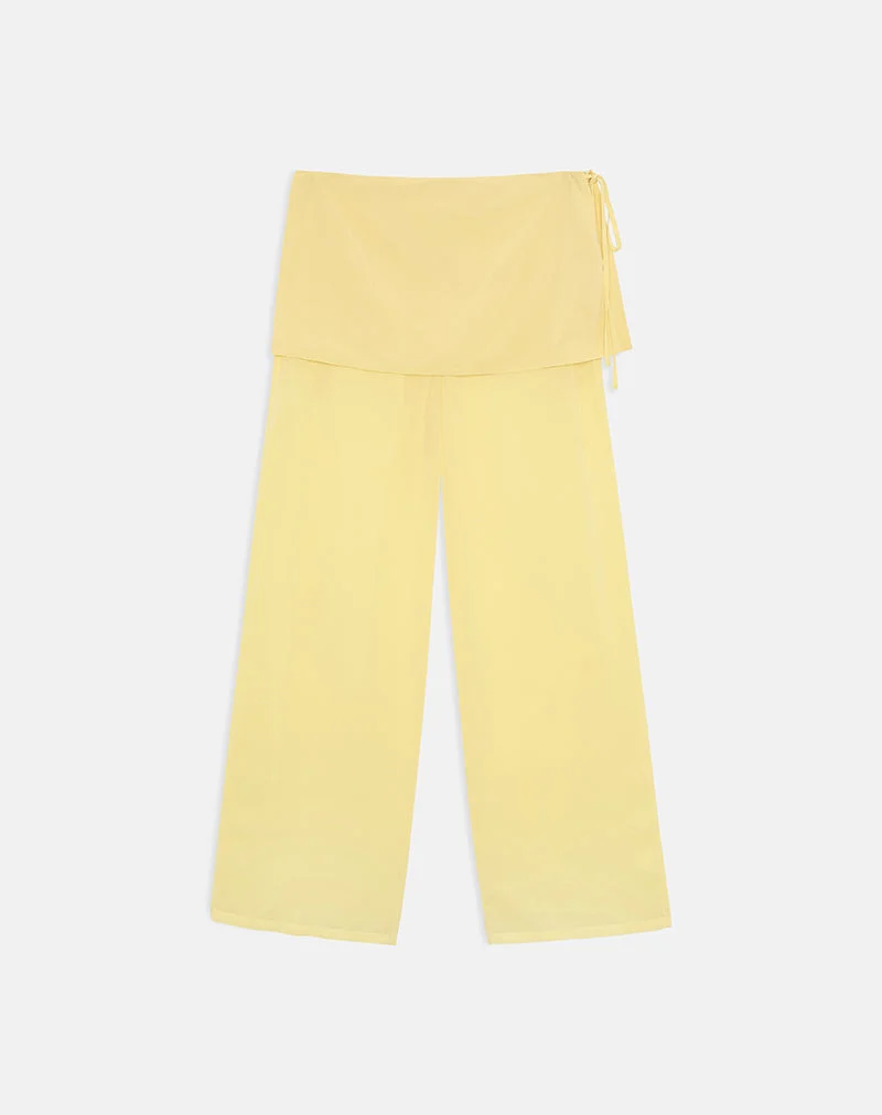 Pantalon Eluna en mousseline jaune pastel