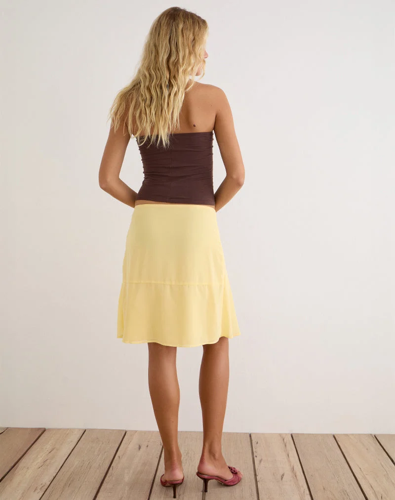 Jupe midi Namora en mousseline jaune pastel
