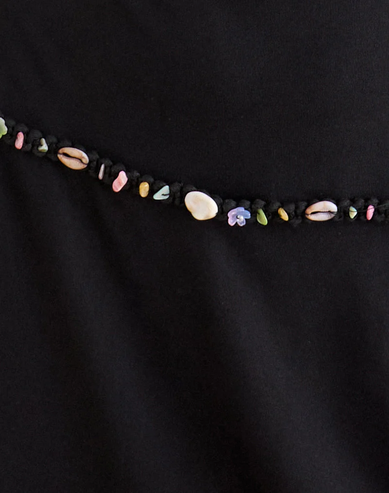 Mini-robe Gussie avec bordure en coquillage, en cupro noir