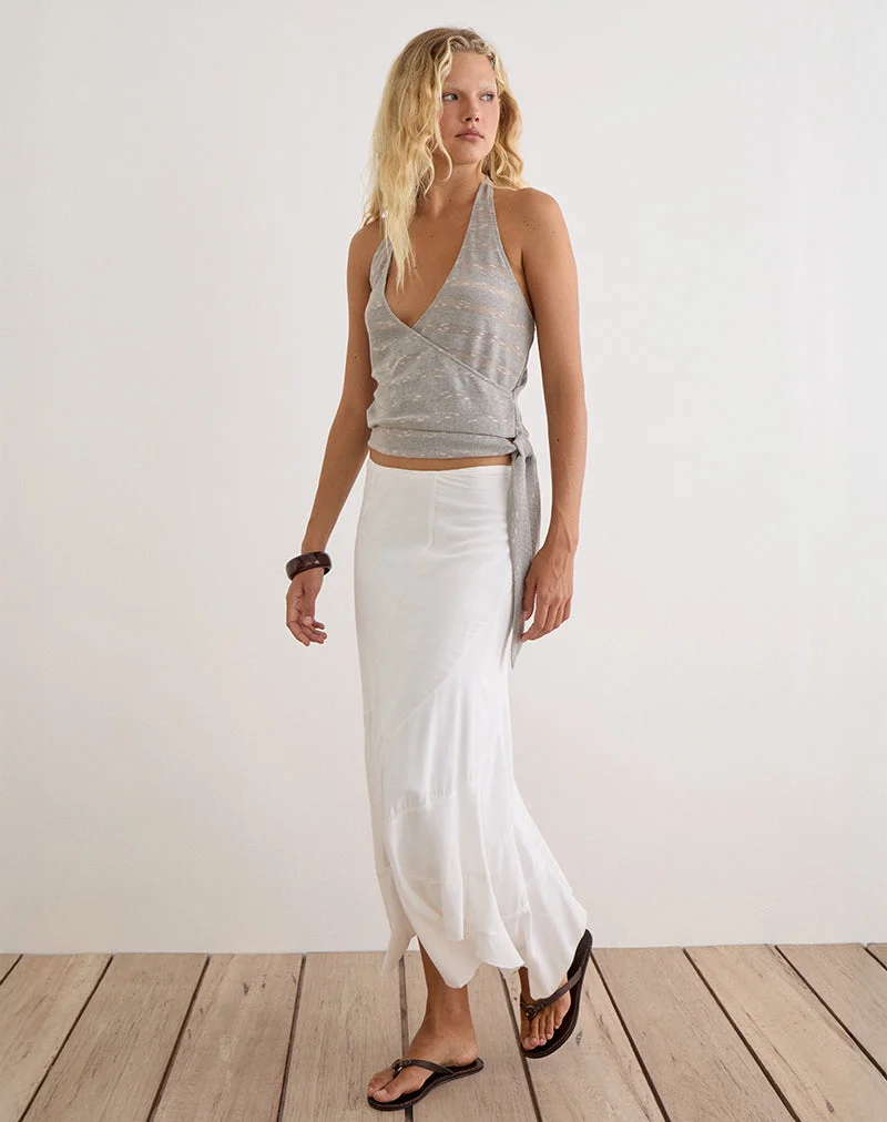 Haut Sayena en maille transparente gris clair