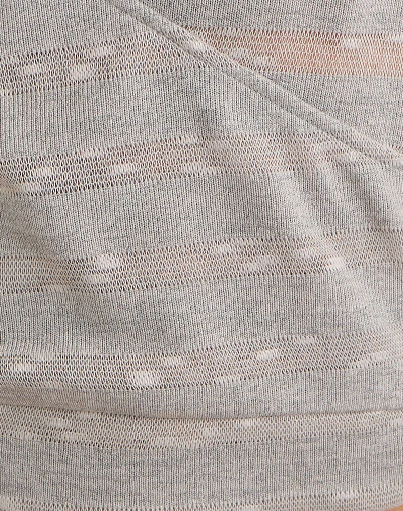 Haut Sayena en maille transparente gris clair