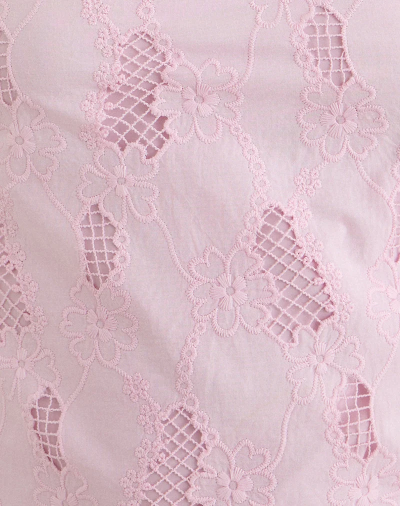 Haut à bretelles Beline en broderie rose pâle