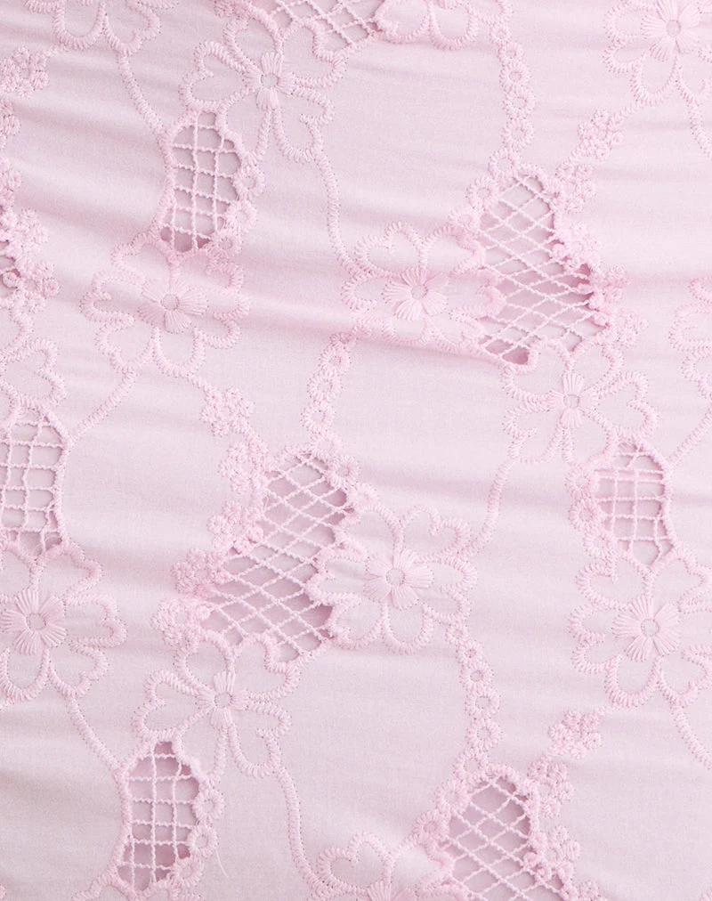 Mini-jupe Aguna en broderie rose pâle