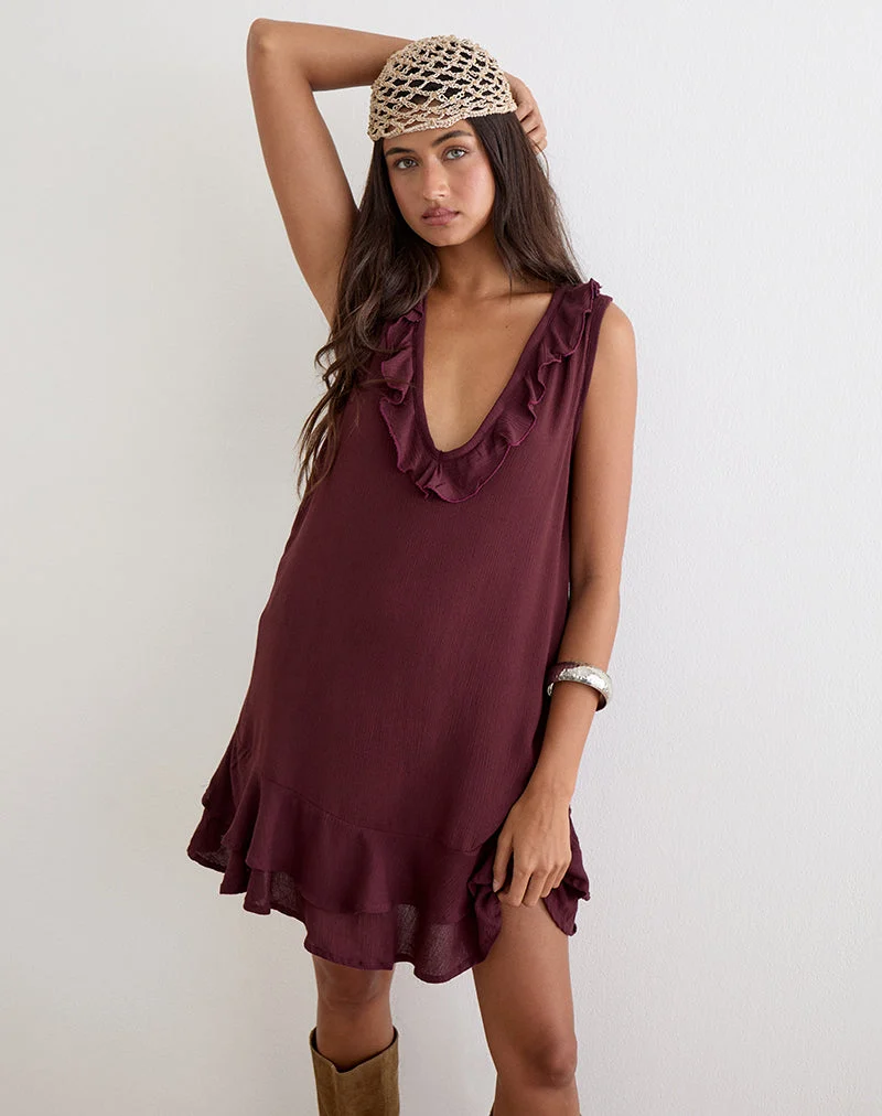 Mini-robe Swade Plunge, couleur prune froissée