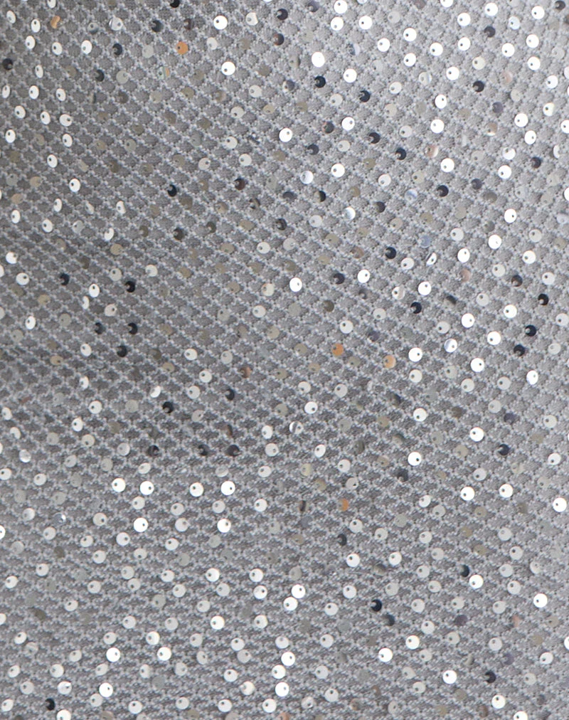 Mini-robe Dalanis en paillettes argentées transparentes