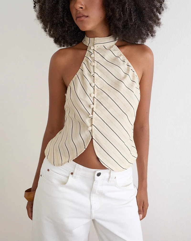 Haut Iggya, motif « Tilt Lines », beige