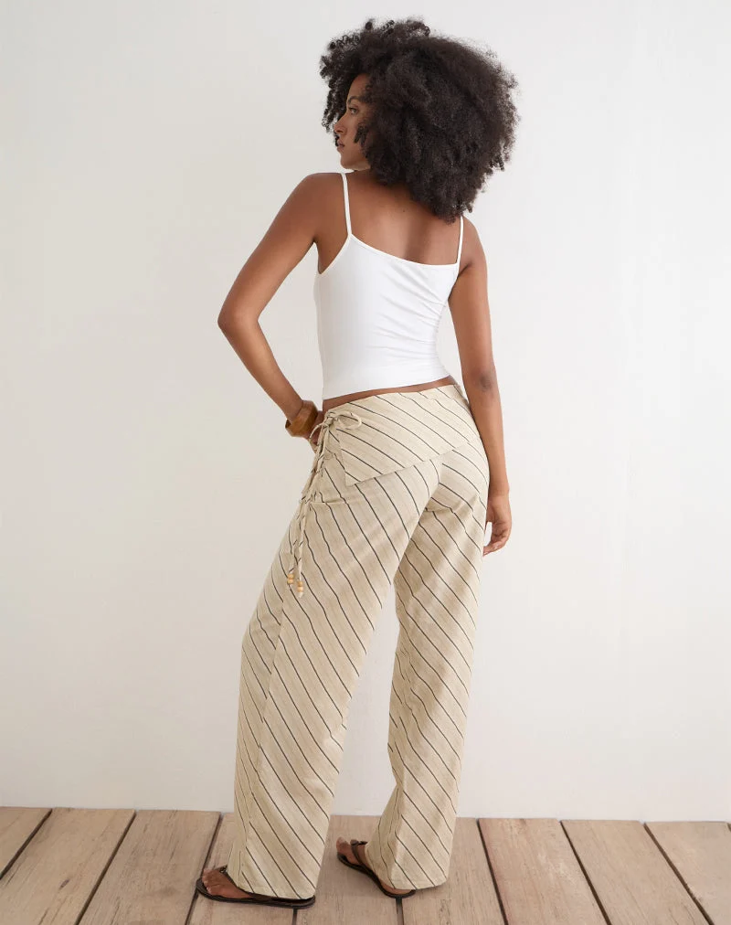 Pantalon Faria, motif « Tilt Lines », beige