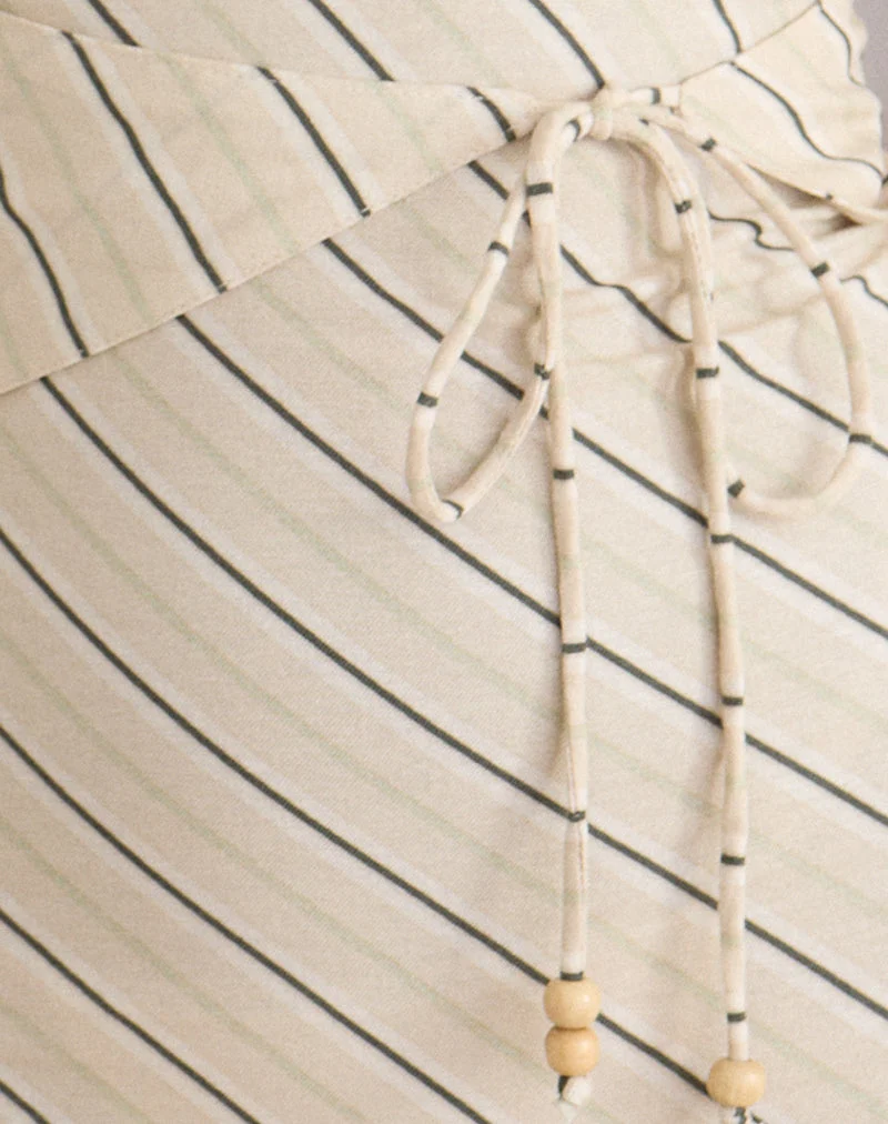 Mini-robe à dos nu Mayeira, motif « Tilt Lines », couleur beige
