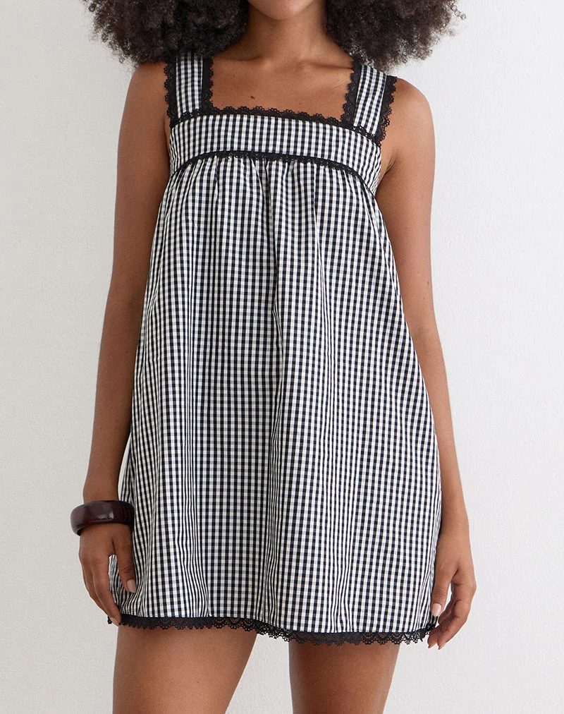 Mini-robe Sandat Smock en vichy gris