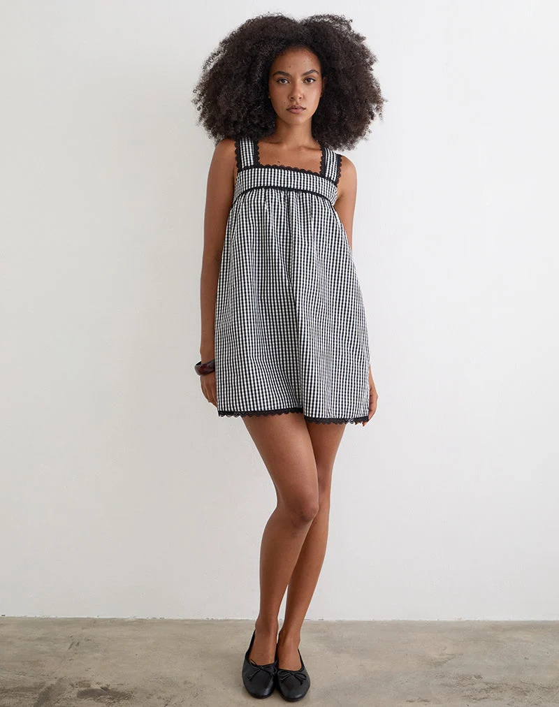 Mini-robe Sandat Smock en vichy gris