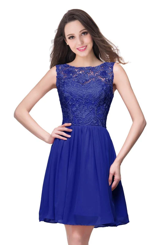 Robe de soirée élégante sans manches en mousseline de soie avec mini-robe de soirée en dentelle florale