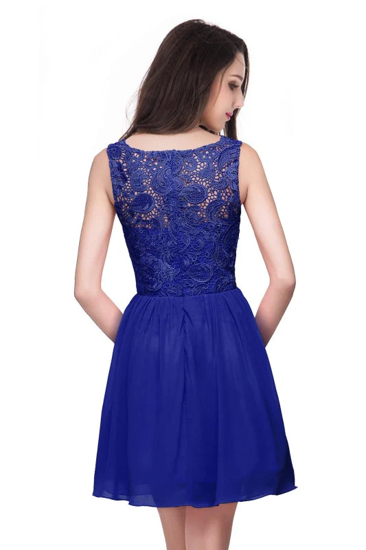Robe de soirée élégante sans manches en mousseline de soie avec mini-robe de soirée en dentelle florale