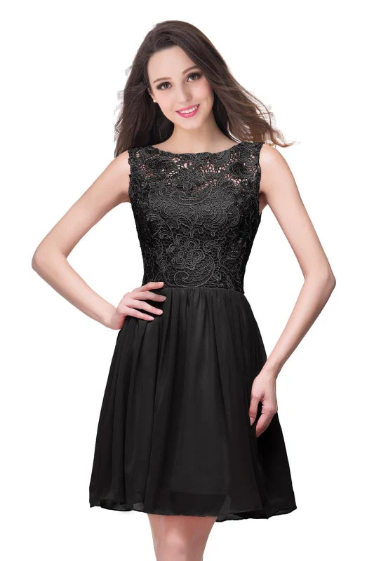 Robe de soirée élégante sans manches en mousseline de soie avec mini-robe de soirée en dentelle florale