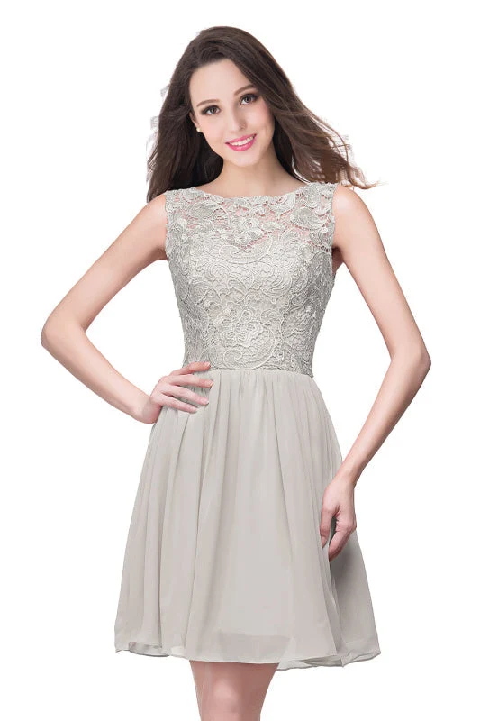 Robe de soirée élégante sans manches en mousseline de soie avec mini-robe de soirée en dentelle florale