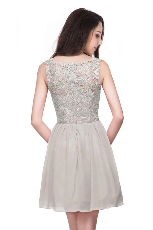 Robe de soirée élégante sans manches en mousseline de soie avec mini-robe de soirée en dentelle florale