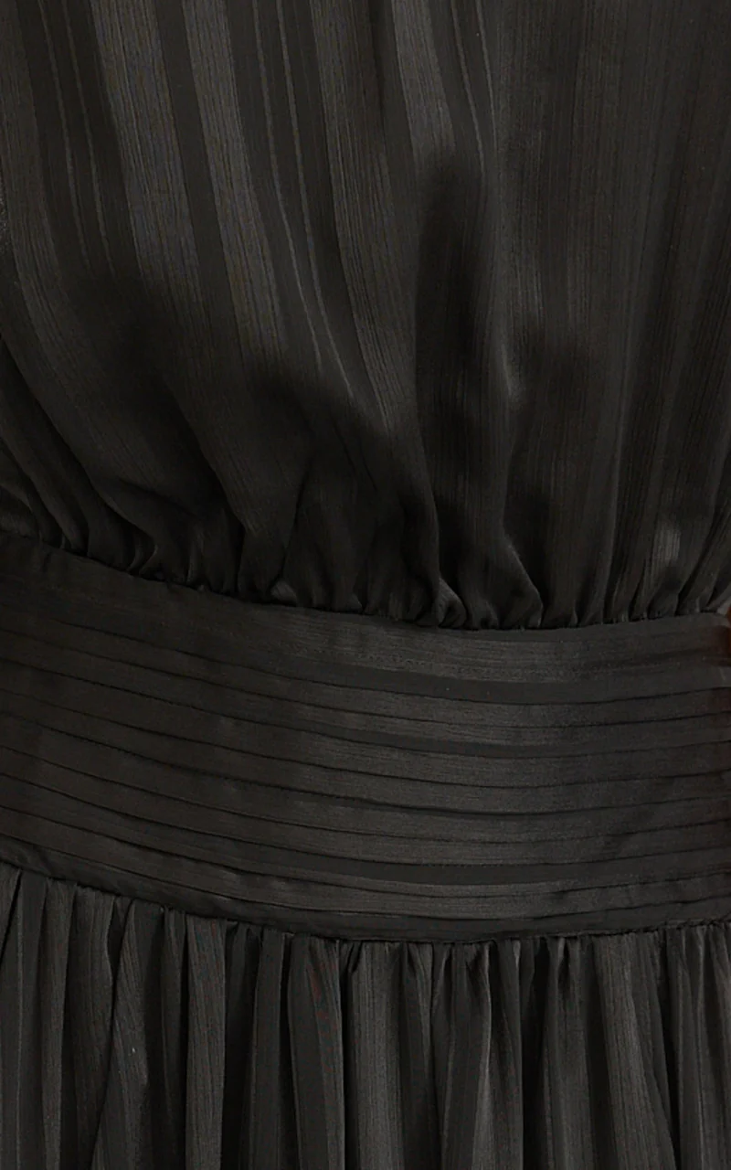 Mirabelle Maxi Dress - Scarf Neck Backless High Low Dress in Black