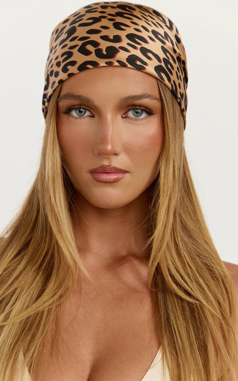 Izzy Scarf - Head Scarf in Brown Leopard Print