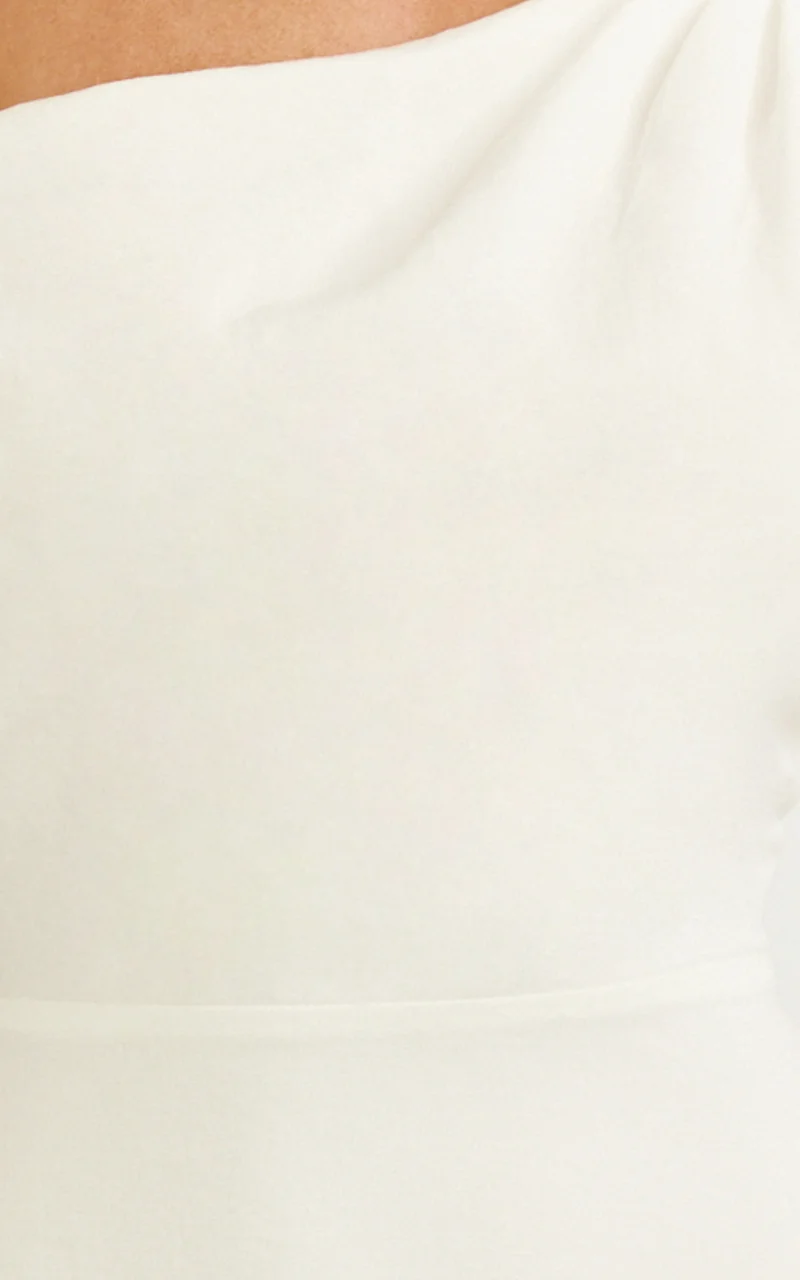 Amber Midi Dress - Off The Shoulder Hardware Detail A Line Dress in White