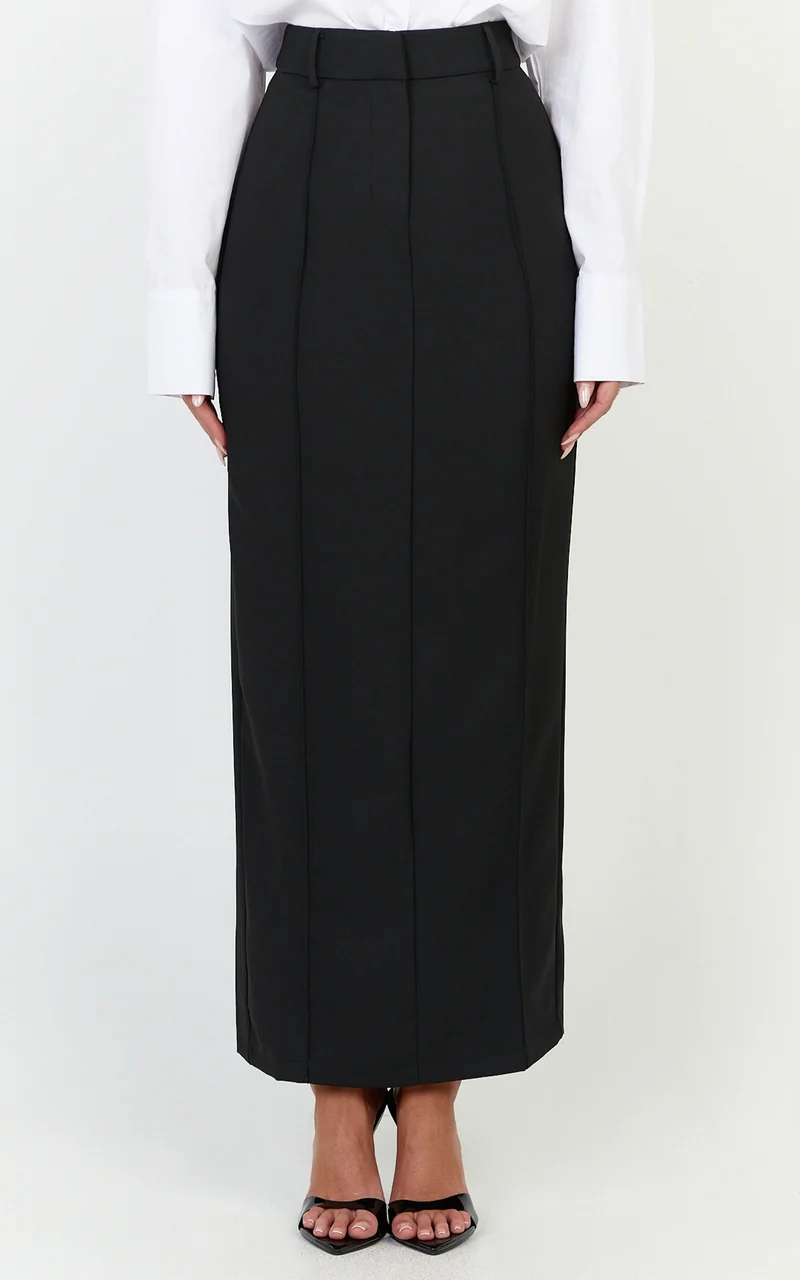 Stella Maxi Skirt - High Waisted Pencil Skirt in Black