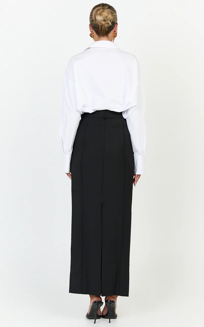 Stella Maxi Skirt - High Waisted Pencil Skirt in Black