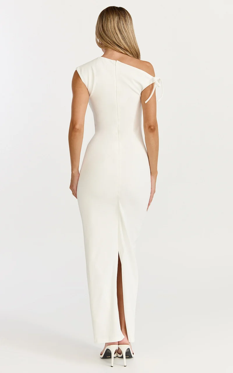 Belle Maxi Dress - Tie Shoulder Detail Dress in White