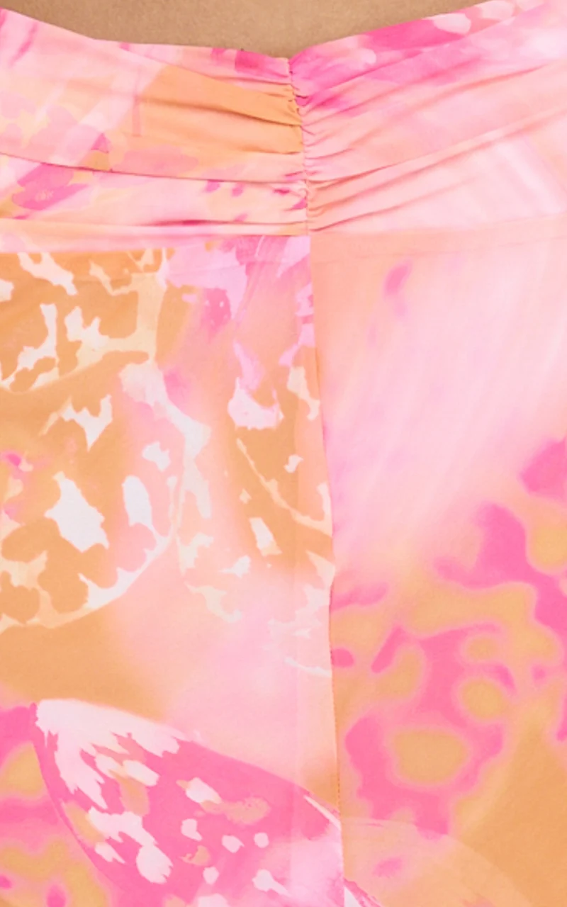 Nova Maxi Skirt - Gathered Waist Skirt in Hot House Orchid Print