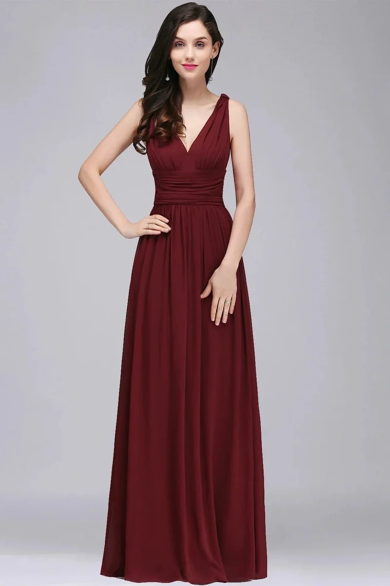 Robe demoiselle d'honneur longue sans manches