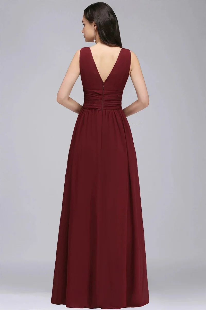 Robe demoiselle d'honneur longue sans manches