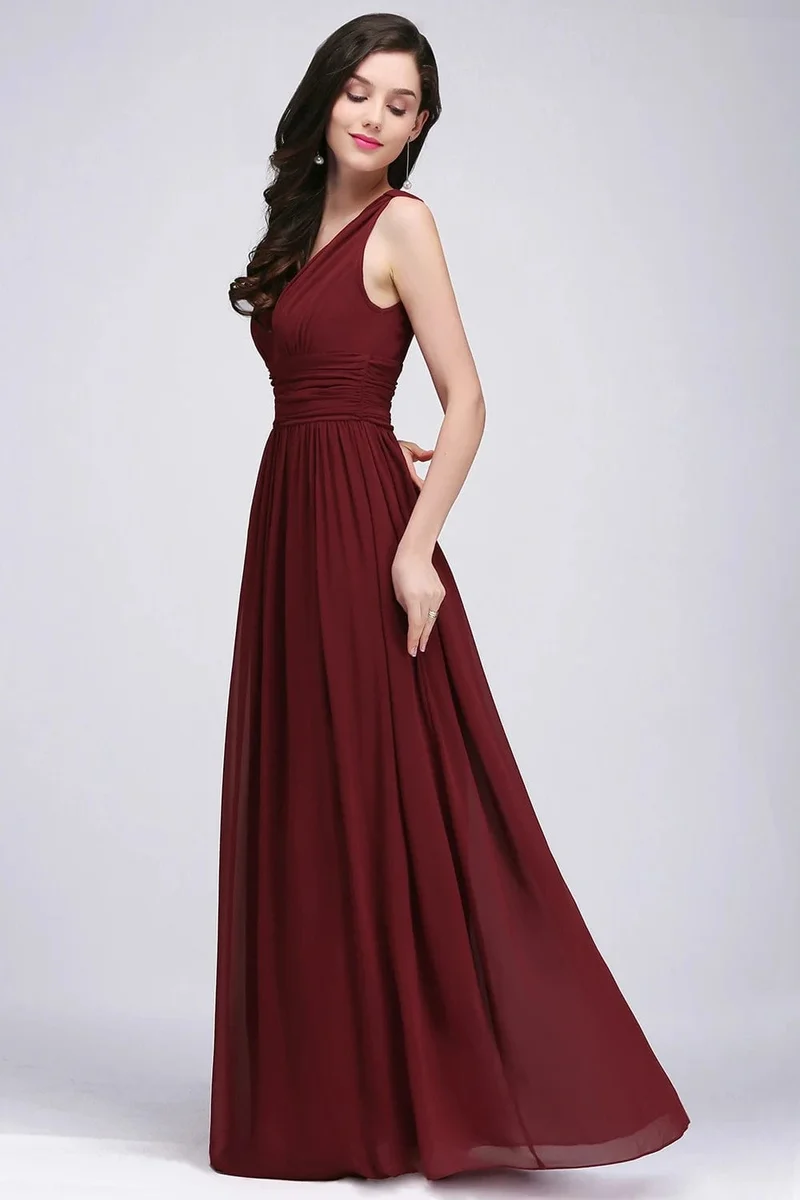 Robe demoiselle d'honneur longue sans manches