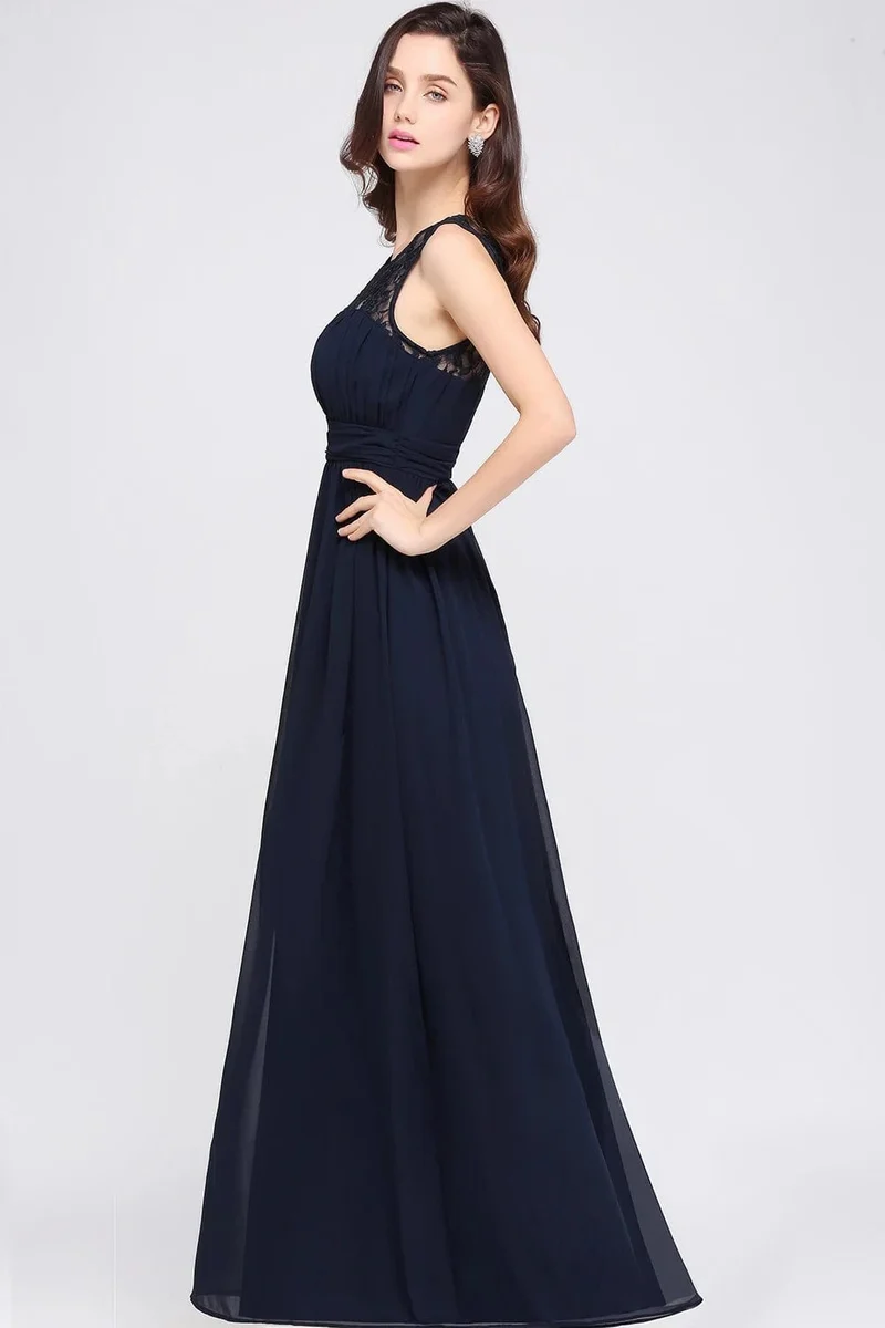 Robe longue demoiselle d'honneur haut en dentelle