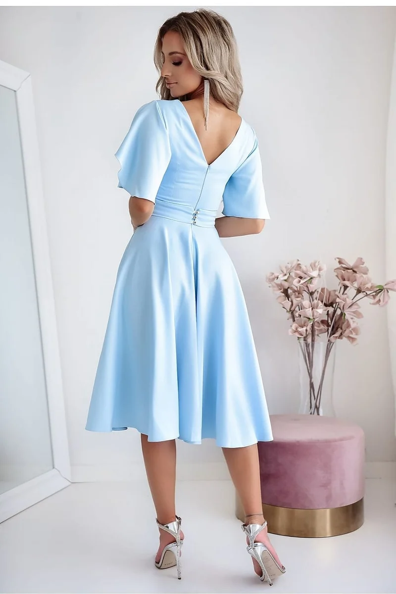 Robe midi drapée manches courtes
