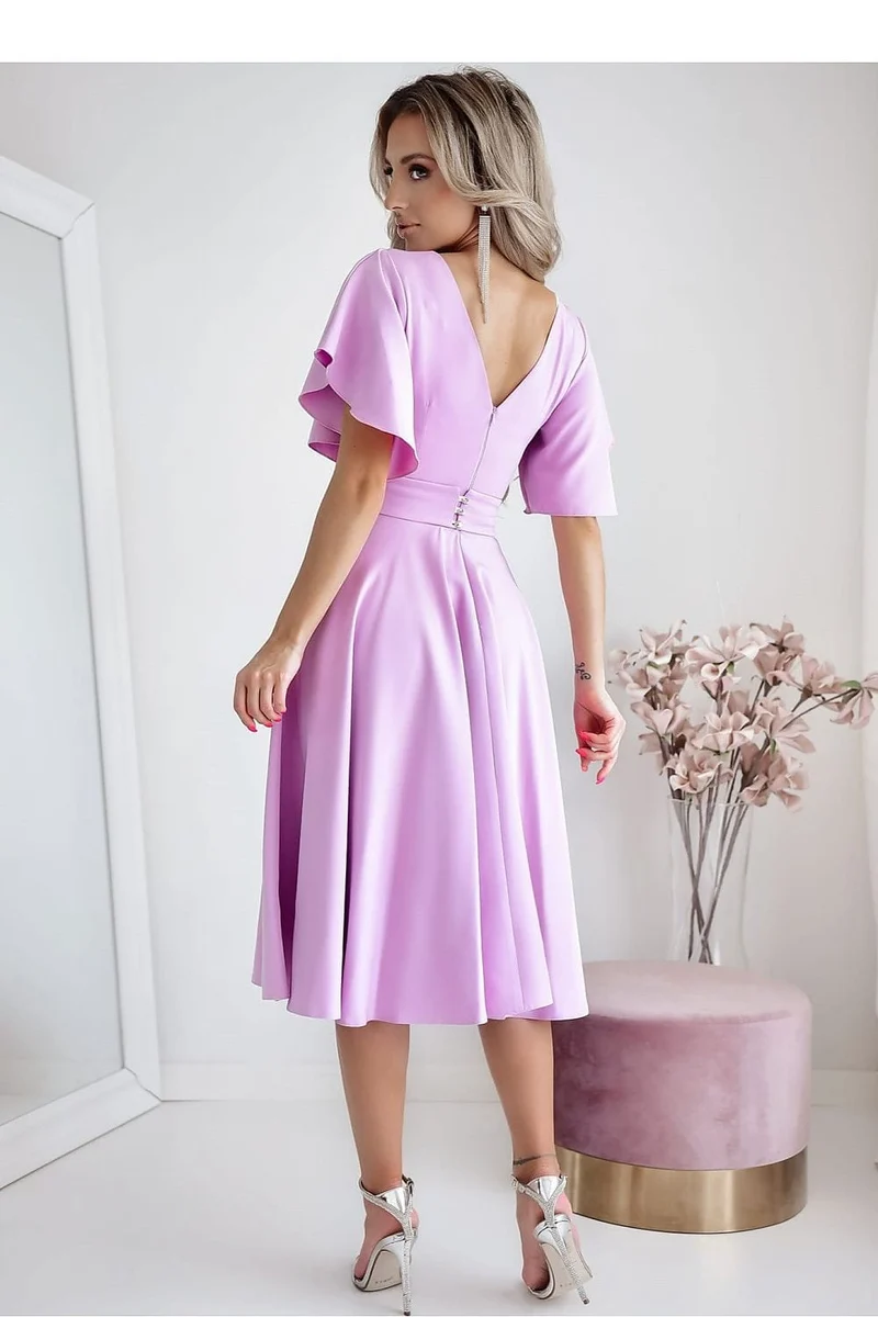 Robe midi drapée manches courtes
