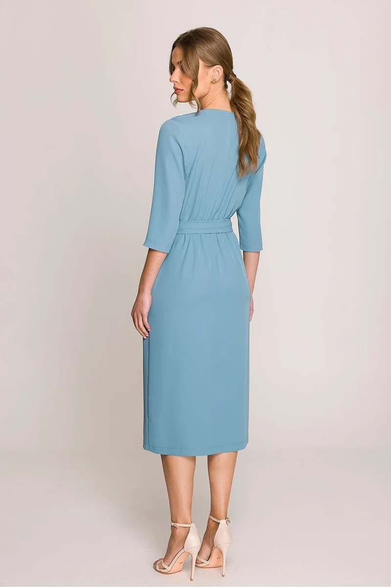 Robe habillée midi droite manches 3/4
