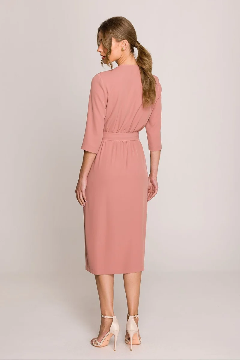 Robe habillée midi droite manches 3/4