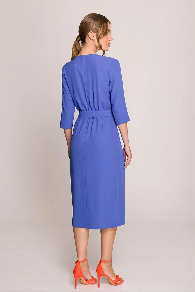 Robe habillée midi droite manches 3/4