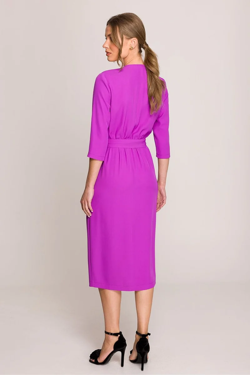 Robe habillée midi droite manches 3/4