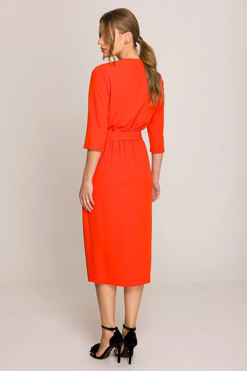Robe habillée midi droite manches 3/4