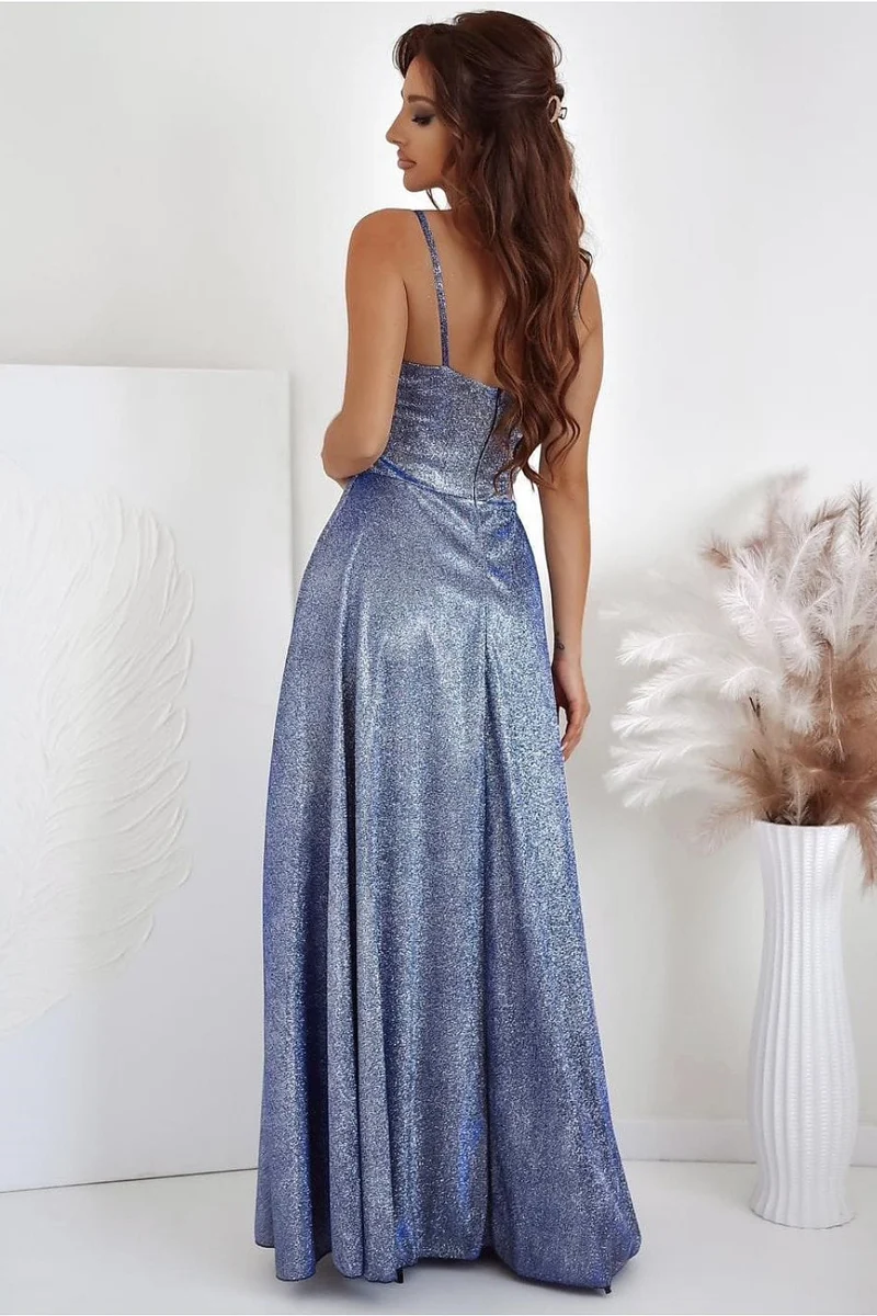 Robe de soirée paillettes longue fendue