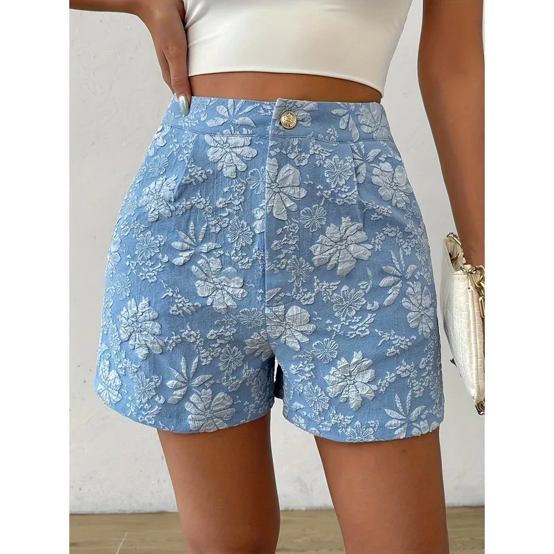 Short Bohème Brodé Bleu
